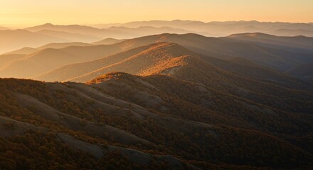 Obraz premium Layered ridges fading into autumn haze