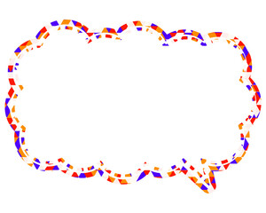 ステンドグラス風吹き出し　三角形模様　細長い雲形