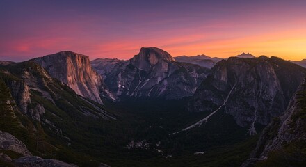 Obraz premium Cinematic golden hour over a mountain arc