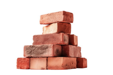Obraz premium Stack of Red Bricks isolated on transparent background