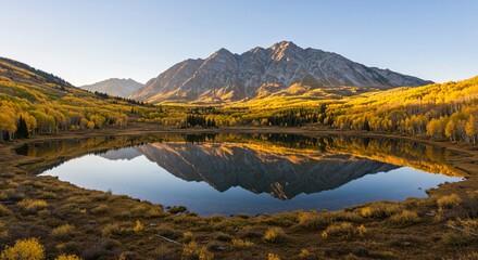 Obraz premium Wide-angle shot of a maple-streaked mountain crest