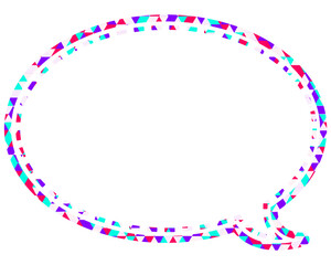 ステンドグラス風吹き出し　三角形模様　丸形