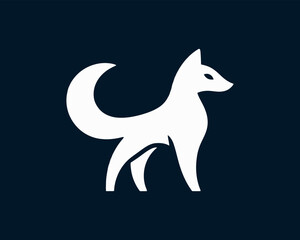 Minimal White Fox Logo Icon Modern Animal Symbol Design