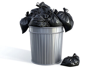 Overflowing Wheelie Bin Trash Can and Bags