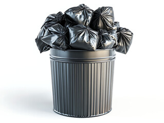 Overflowing Wheelie Bin Trash Can and Bags