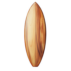 Wooden surfboard isolated on a transparent background