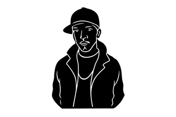 Hip Hop Singer vector silhouette illustration isolated on white background
