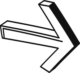 Bold 3D black arrow icon with sharp geometric design and clean perspective. Minimalist vector element ideal for UI, infographics, or web interfaces. Strong direction and digital clarity.