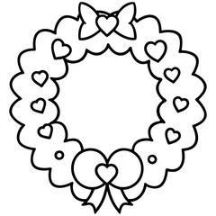 Romantic Door Wreath Outline Design