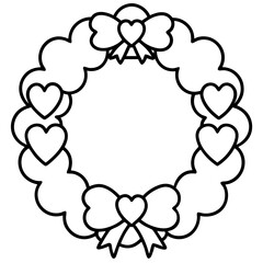 Romantic Door Wreath Outline Design