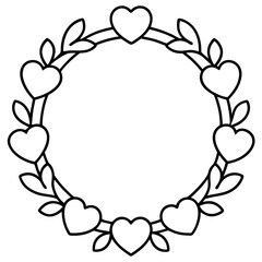 Romantic Door Wreath Outline Design