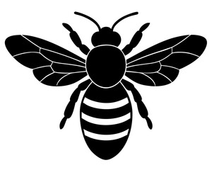 Honey bee vector silhouette illustration isolated on white background