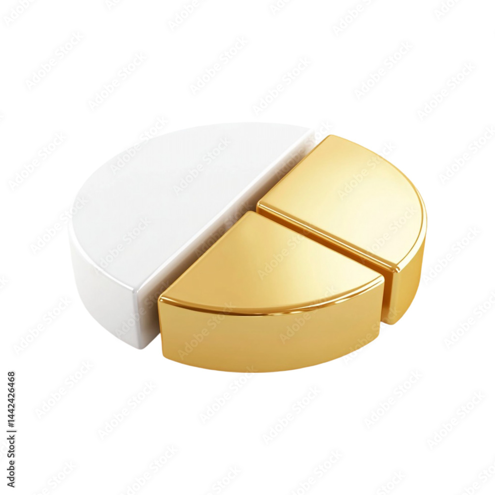 Aufkleber gold and white pie chart showing data segmentation