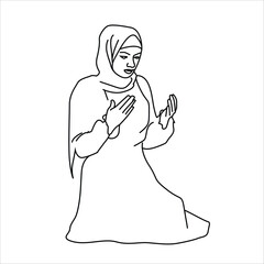 Muslim woman praying. vector illustration