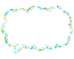 ステンドグラス風吹き出し　三角形模様　細長い雲形