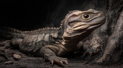 Fototapeta premium Tuatara Reptile Portrait: Ancient New Zealand Fauna