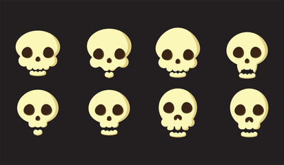 Set of skulls with expressions