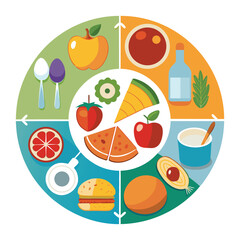 Colorful Dietary Food Guide Wheel Illustration