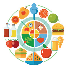Colorful Dietary Food Guide Wheel Illustration