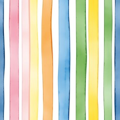 Vibrant Watercolor Stripes, a Colorful Delight, Pastel Hues, on White Background