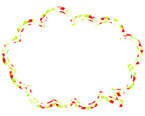 ステンドグラス風吹き出し　三角形模様　丸みのある雲形
