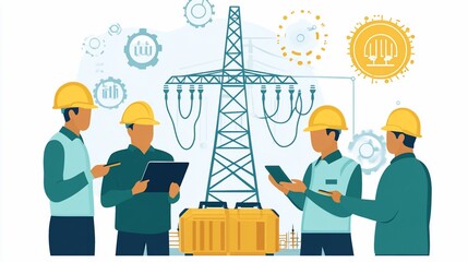 Team working on power grid