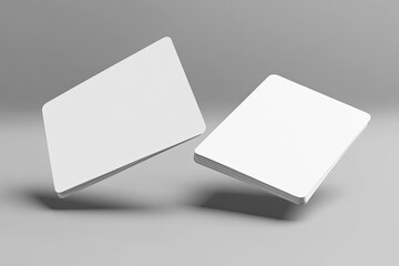 Two blank white cards levitate