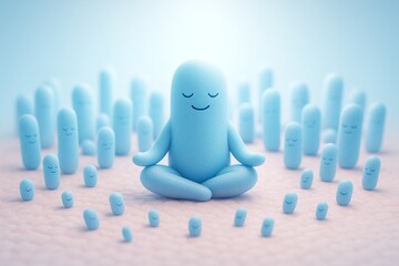 Meditation Restores Gut Microbiota Balance - 3D Medical Illustration