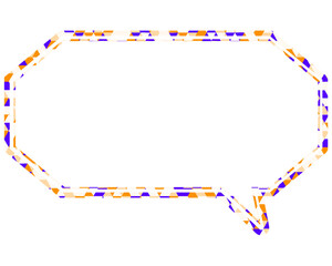 ステンドグラス風吹き出し　三角形模様　細長い八角形