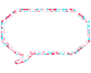 ステンドグラス風吹き出し　三角形模様　細長い八角形