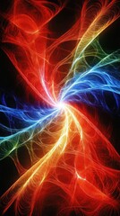 A vibrant abstract swirl of colors creating a dynamic, energetic visual effect.