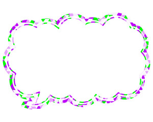 ステンドグラス風吹き出し　三角形模様　細長い雲形