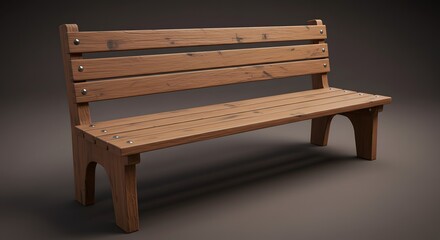 Wooden Park Bench on Gray Background Seating and Furniture