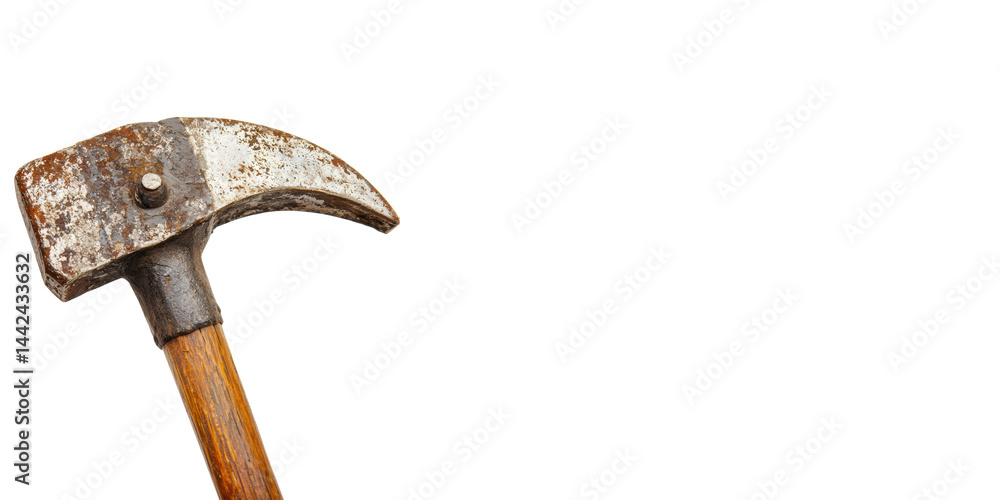 Poster rusty claw hammer. symbol of construction and diy projects isolated on transparent background