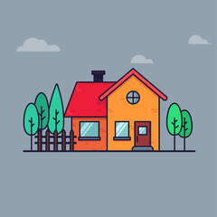vector illustration house in the forest