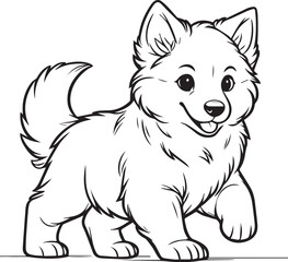 White Swiss Shepherd Puppy Line Art Drawing