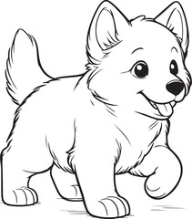 Vector Line Drawing of a Swiss White Shepherd Dog Puppy