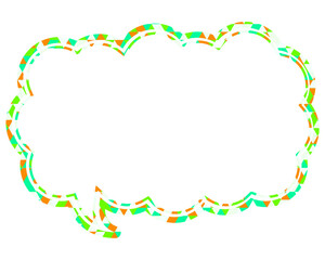 ステンドグラス風吹き出し　三角形模様　細長い雲形