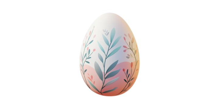 Decorative Easter Egg With Floral Design. Symbol Of Spring And Renewal Isolated On Transparent Background