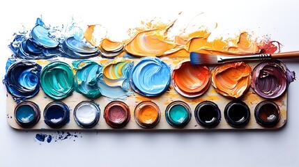 Colorful paint palette with brush strokes