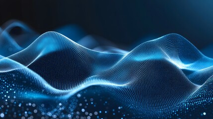 Abstract Blue Digital Wave Particle Background