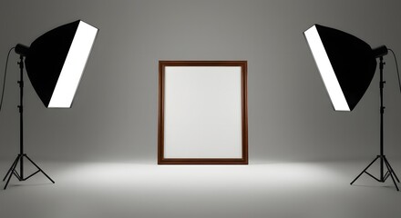 Photographing Blank Frame with Studio Lighting Setup