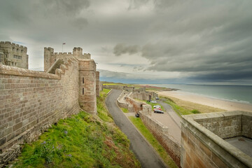 Bamburgh castle and beach, Northumberland, England, UK (May 2017)
