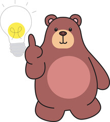 Illustration of cute bear icon.
Funny bear in daily activities elements.