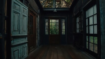 Dark and Eerie Mysterious Building Interior