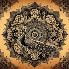 Peacock Mandala Indian Art