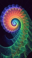 A vibrant, swirling fractal design showcasing colorful patterns and mathematical beauty.
