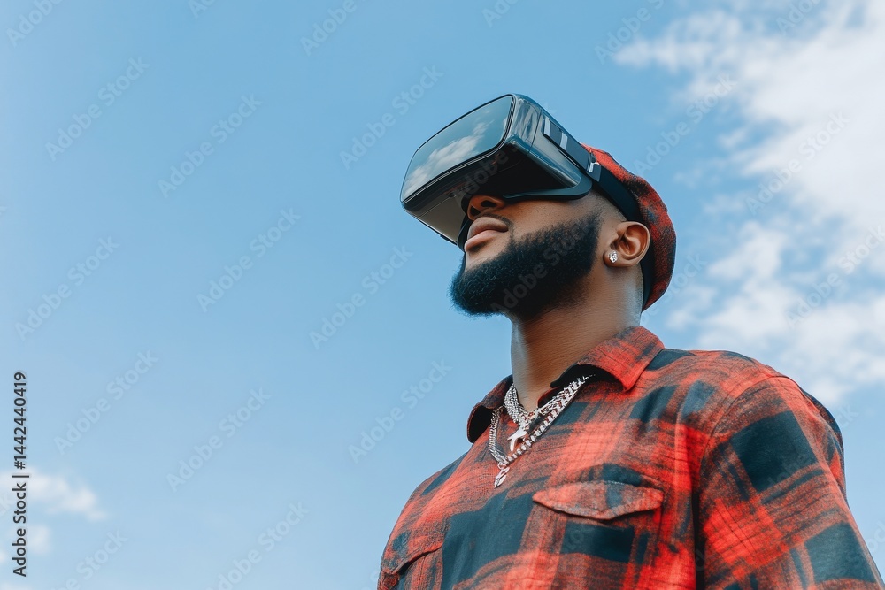 Poster a millennial's leisure time is spent in a studio, where they don a vr headset to interact with a 3d 