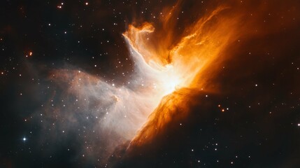 Fototapeta premium Striking image of a nebula with its swirling orange cosmic dust.