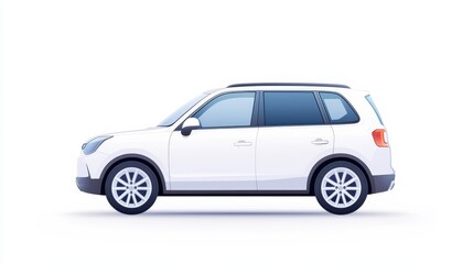 Fototapeta premium Illustrative Line Art of a Modern White Car in Side View with Clear Windows